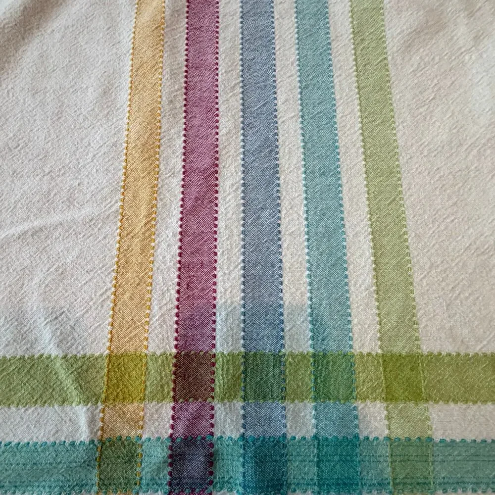 Casual Park Manor Pastel Plaid Striped Cotton Tablecloth Spring Summer Linens